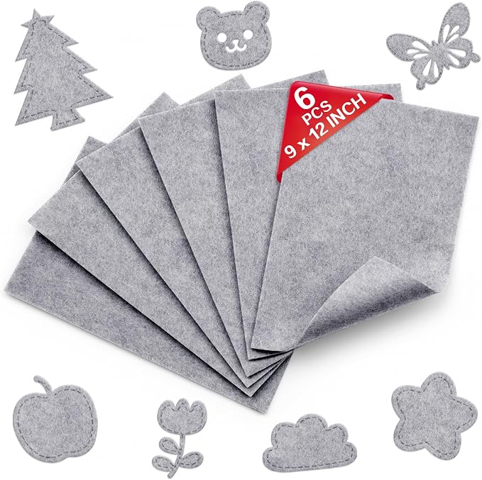Gray Soft Felt Sheets for Crafts, 1.6mm Thick, Kids' Crafts, DIY Projects by Grainear