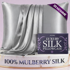 DECOLURE 100% Pure Mulberry Silk Pillow Case Queen Size – Highest Grade 30 by DECOLURE