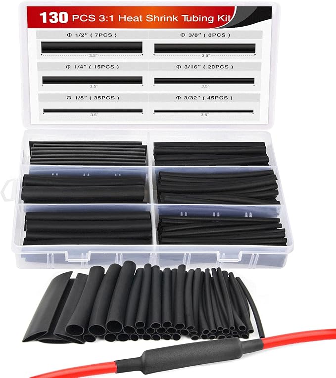 Nilight 130 Pcs 3:1 Heat Shrink Tubing Kit Dual Wall Adhesive Sleeve Tube by Nilight
