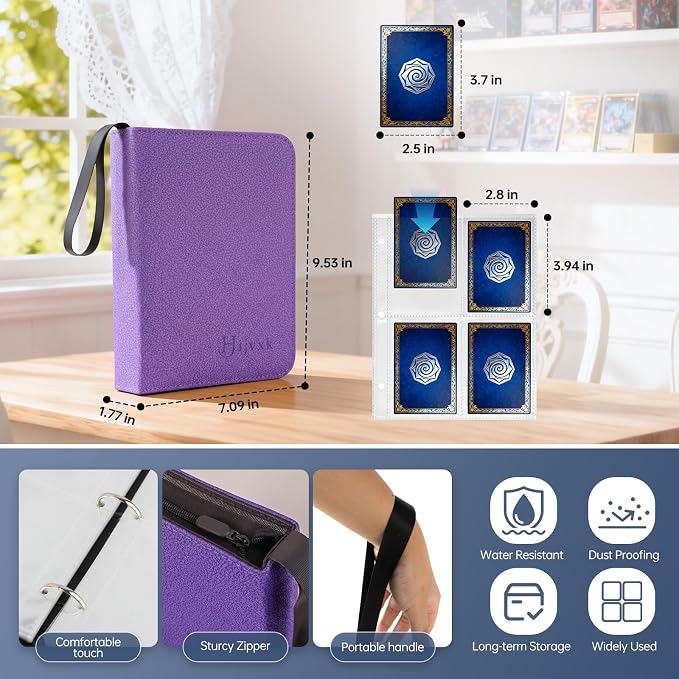 4 Pocket Card Binder for 400 Cards, Premium PU Zipper Card Collection Album - Image 3