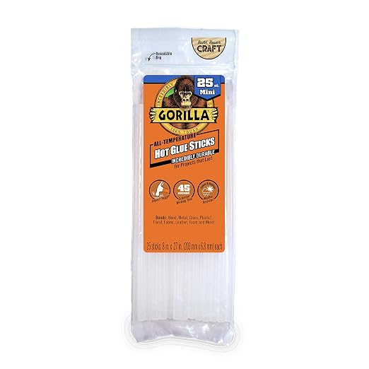 Gorilla Hot Glue Sticks, Mini Size 8" Long x 0.27" Diameter by Unknown