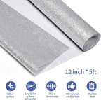 VINYL FROG Glitter HTV Vinyl Heat Transfer Vinyl Roll 12" x 5ft Silver Iron on - Image 2