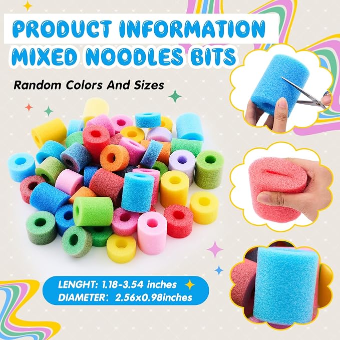 Frienda 100 Pcs Pool Noodles Bits Multicolor Craft Small Size Versatile Mixed - Image 2