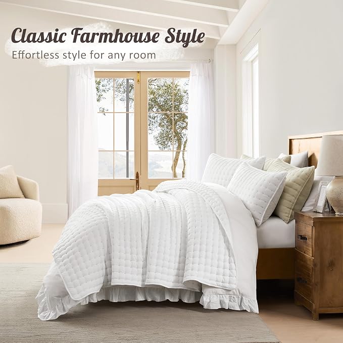 WDCOZY White King Size Quilt Bedding Sets - Image 6