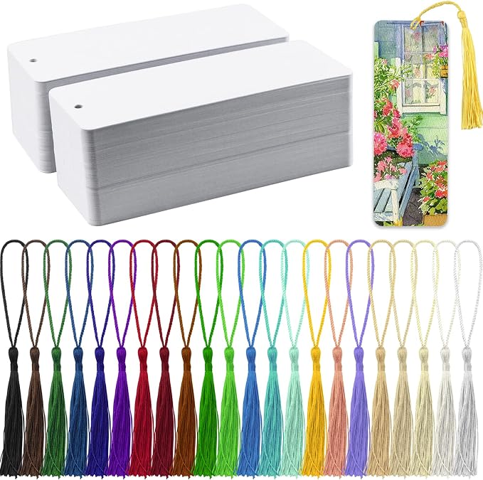 Bercoor 240 PCS White Blank Paper Bookmarks Decorate by Bercoor