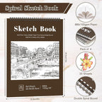 4 Pack Sketch Book, 9 x 12 Inch Sketchbook, 68lb/100gsm Top Spiral Bound Sketch - Image 2