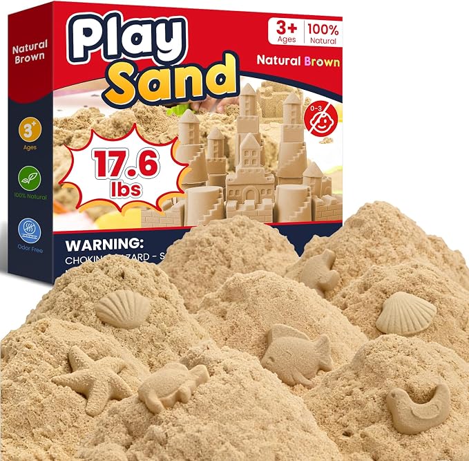 FURWEY 17.6lbs Play Sand, Natural Brown Sensory Sand, Suitable by FURWEY
