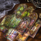 Glazed Flower Window Frame Stickes, 60 Pieces Glitter Holographic Transparent by SKIONCE