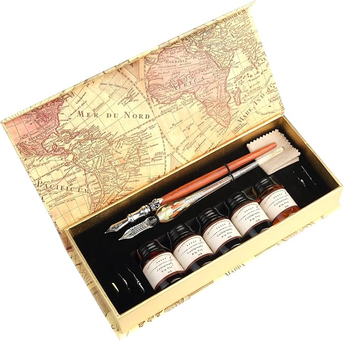 MU-02 Calligraphy Pen Set, Glass Dip Pen and Handcrafted Wooden Dip Pen Gift Set - Image 4