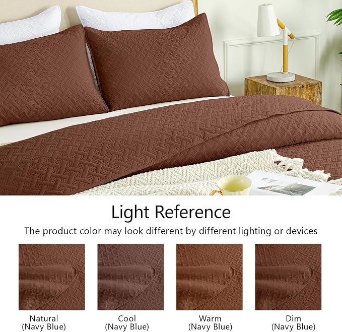 FLYMME Twin Quilt Bedding Set, Modern Geometric Weave Stripe Pattern, Soft - Image 5