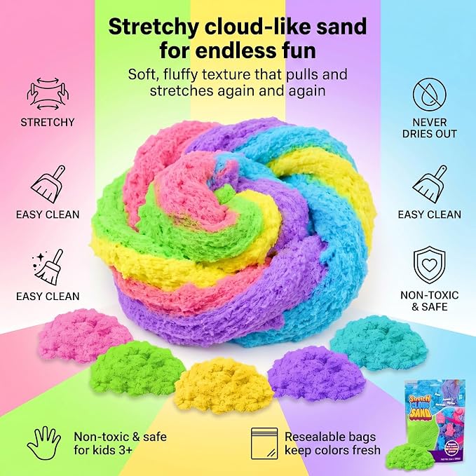 Carolart Stretchy Sensory Sand, Soft Cloud Sand, Play Sand Refill - Image 4
