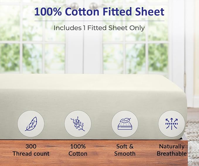 Royale Linens 300 Thread Count 100% Long Staple Combed Cotton Fitted Sheet - Image 4