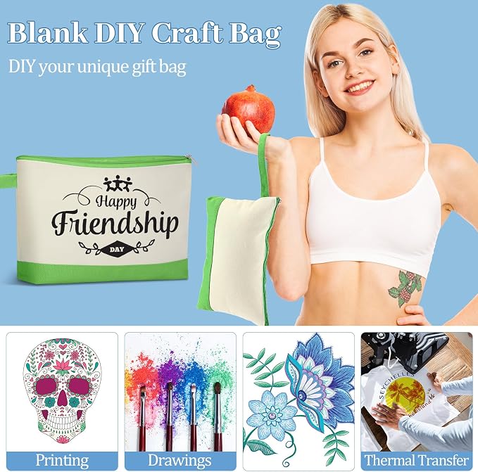 Silkfly 30 Pcs Cotton Canvas Makeup Bags Cosmetic Zipper Bags 10.2 x 5.5 x 2'' - Image 6