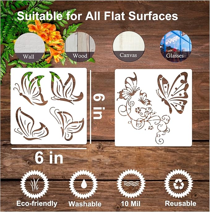 12 Pieces Butterfly Stencil Reusable Flying Butterfly Template Plastic Nature - Image 5