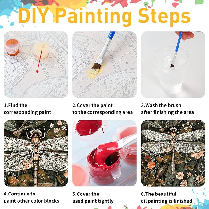 Paint by Numbers Kit for Adults, Dragonfly Paint by Numbers, Crafts for Adults - Image 7