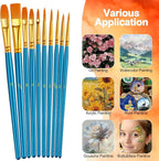 Paint Brushes Set, 24 Pack 240 Pcs Round-Pointed Tip Paintbrushes Nylon Hair - Image 2