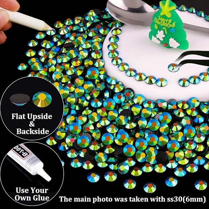 5000pcs 2mm Resin Rhinestones Bulk, Emerald Black AB Flatback Round Jelly - Image 4