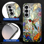 for Samsung Galaxy S26+ Case, Hummingbird Wildflower Stained Glass Pattern - Image 5