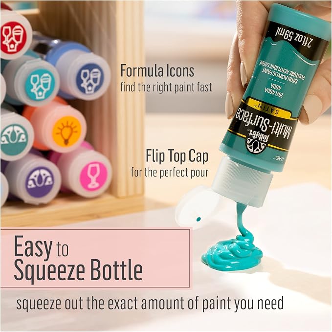 FolkArt Multi-Surface Satin Acrylic Paint in Assorted Colors, 16 oz, Teal 16 Fl - Image 11