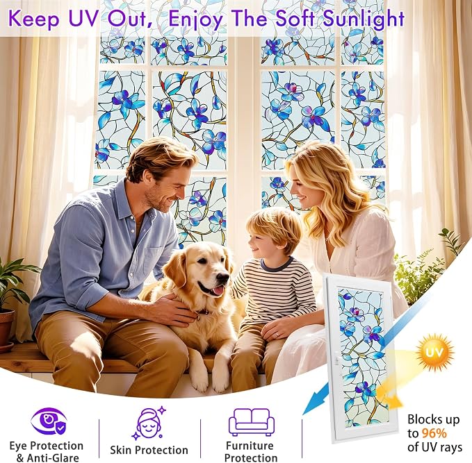SOMWISE Frosted Glass Window Film, Heat Insulation, UV Block, Anti-Glare - Image 5