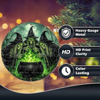 Skeleton Witches Halloween Metal Tin Sign Round Wall Decor Green Magic Potion - Image 4