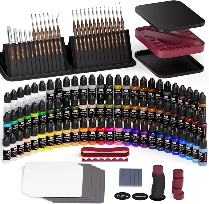 Nicpro All-In-One Miniature Painting Kit, 72 Colors Model Paint Set by Nicpro
