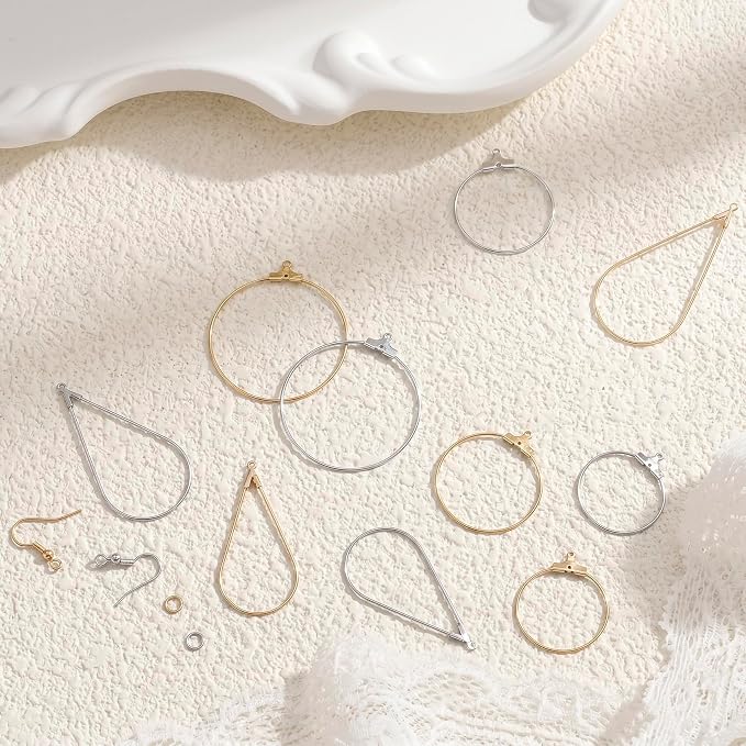 Pndeyo 169pcs Hypoallergenic Earring Beading Hoop Kits, Metal Round Hoop - Image 6