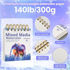 Qlmhudaim Mixed Media Sketchbook 4" x4”| 30 Sheets 140lb/300g | Spiral Bound - Image 3