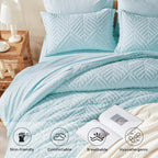Zzlpp King Comforter Set 7 Pieces, Light Blue Tufted Bed in a Bag - Image 3