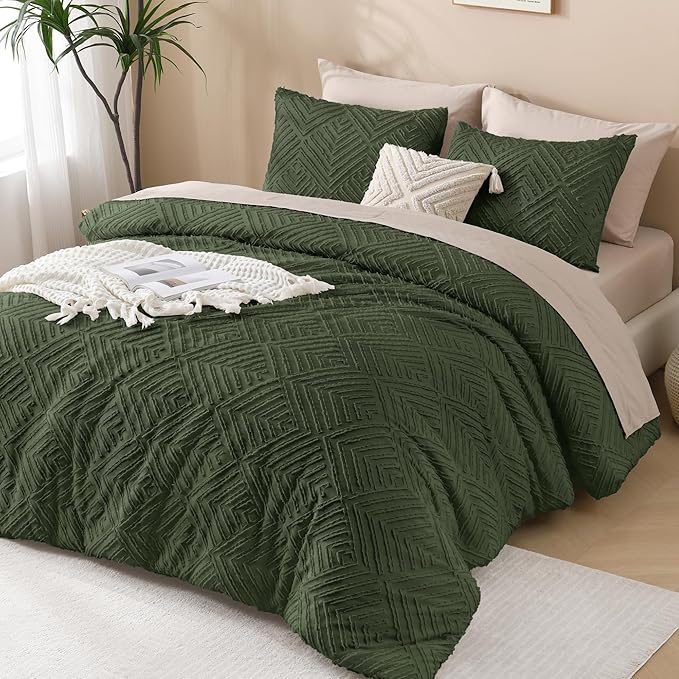 Andency Olive Green California King Comforter Qversized 120''x98'', 3 Pieces - Image 6