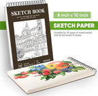 Soucolor 8x10 Sketch Book, 100 Sheets, 68lb Acid-Free Spiral Bound Pad | 68lb - Image 6