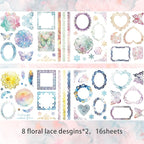 130 Pcs Pastel Fade-Resistant Lace Scrapbook Stickers - Image 8