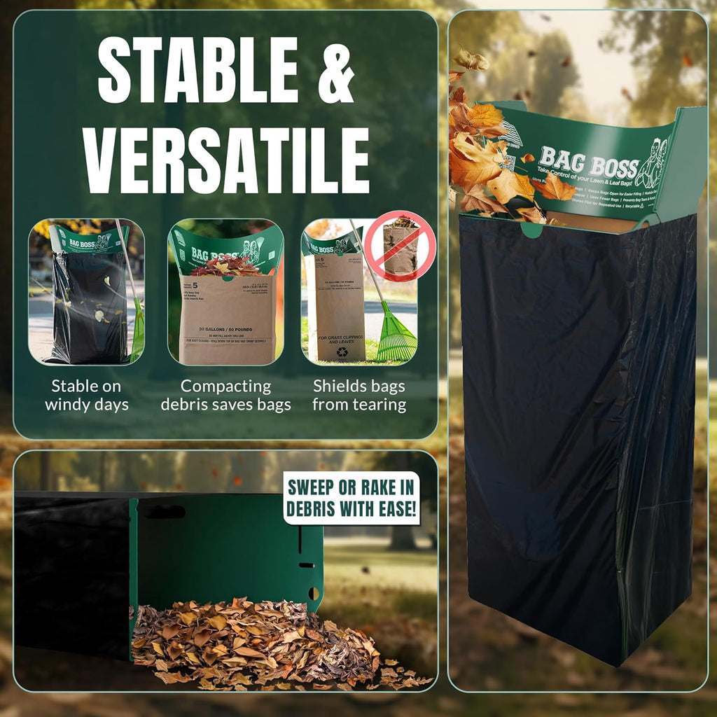 Lawn & Leaf Bag Holder Stand | Fits 33-55 Gallon Paper or Plastic Yard Waste Bags | Foldable Trash Bag Holder Stand