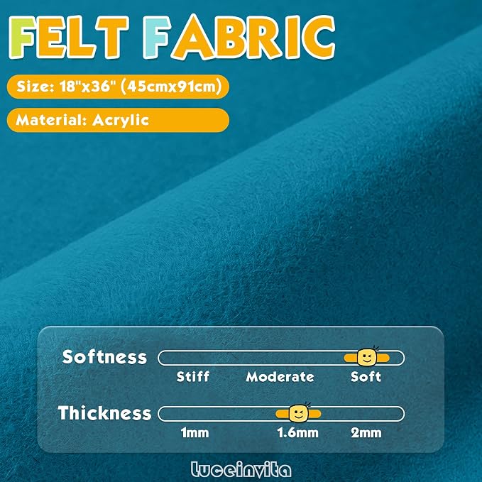 Turquoise 18" X 36" Felt Fabric Sheet - Image 2
