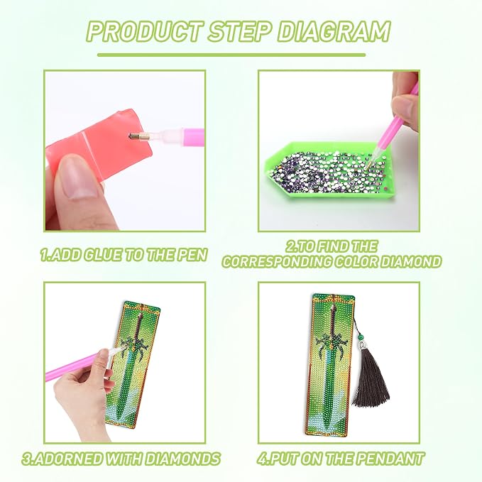 8 Pcs Dragon Sword Diamond Art Bookmarks Kit, Fantasy Diamond Painting Book - Image 5