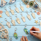 RattanView 24 Pcs Flip Flop Slipper Craft Color Your Own Keychains DIY Craft - Image 4
