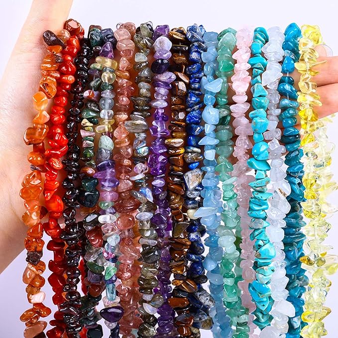 200pcs Natural Chip Stone Beads Gemstone Healing Crystal Loose Rocks Bead | - Image 7
