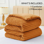 BEDELITE Fleece Queen Comforter Set -Super Soft & Warm Fluffy Rust Orange - Image 7