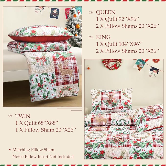 Exclusivo Mezcla Reversible Christmas Quilts King Size - Image 6