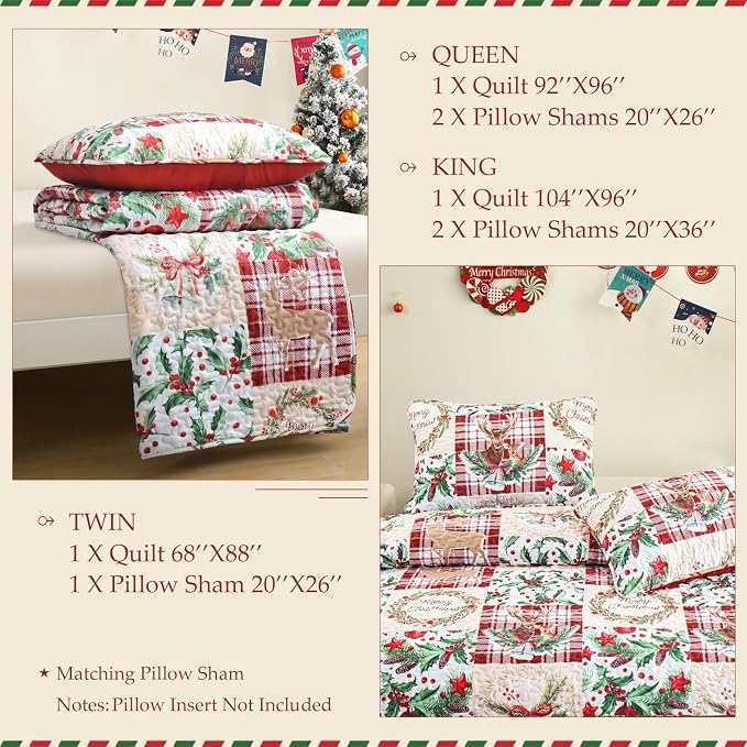 Exclusivo Mezcla Reversible Christmas Quilts Twin Size - Image 6