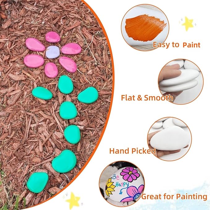 lifetop 24PCS White Painting Rocks, Decoration, Medium Rocks - Image 3