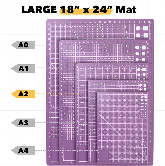 Mandala Crafts Self-Healing Cutting Mat Set – 18" x 24" A2 Purple Pink - Image 3
