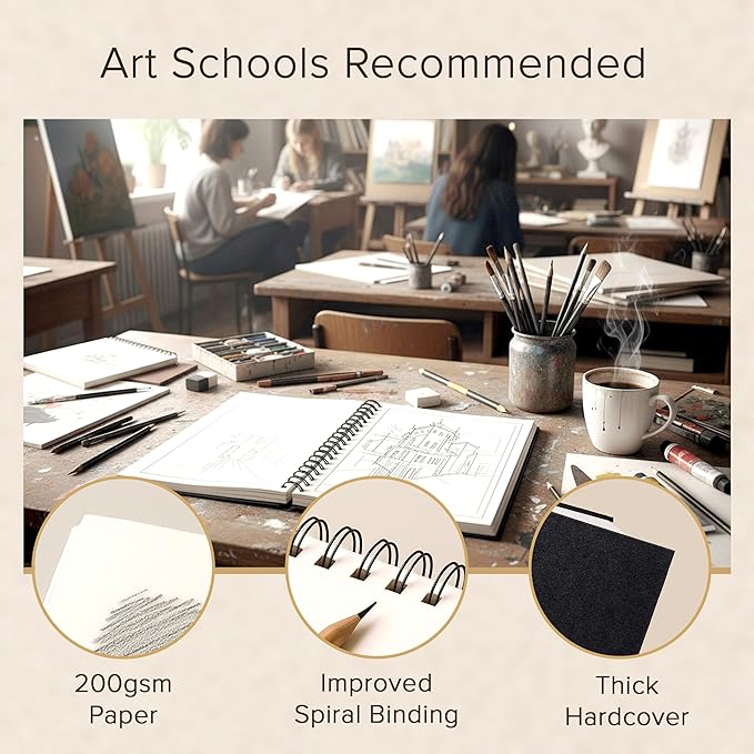 Artist’s Sketchbook Hardcover – 200GSM Very Thick Paper – Spiral Sketch Book - Image 5