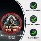 Grim Reaper Halloween Metal Tin Sign Round Wall Decor Blood Moon Scythe Gothic - Image 2