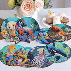 8 Pack Diamond Art Coasters, Ocean animal Diamond Painting Coasters Kits | - Image 5