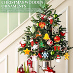36PCS Wooden Christmas Ornaments to Paint, 12 Styles DIY Blank Unfinished Wood - Image 2