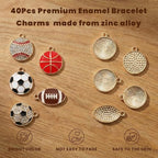 Sports Charms for Jewelry Making, Enamel Rhinestone Ball Game Football Soccer - Image 7