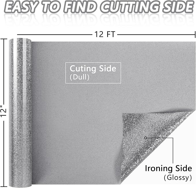 ​TORC Silver Glitter HTV Silver Heat Transfer Vinyl HTV Rolls - Image 3