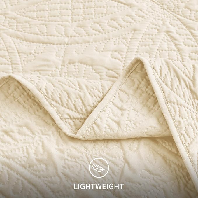 Love's cabin Twin Quilt Bedding Set Beige Bedspreads - Image 6