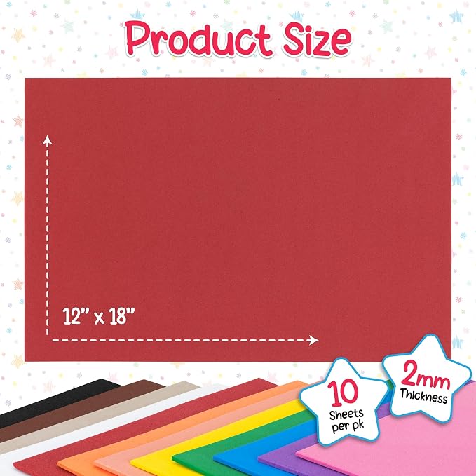 Hygloss Sheets Colorful Foam for DIY Arts & Craft, 10 Sheets Each of red and - Image 5